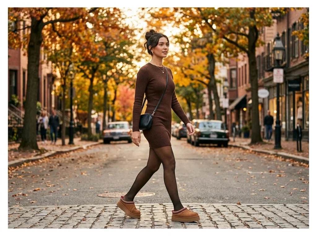 Mini Dress with Sheer Tights