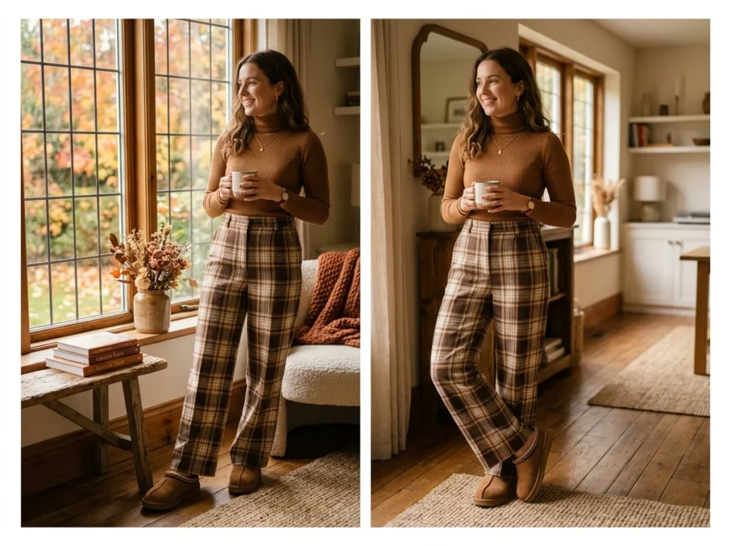 Plaid Trousers and a Fitted Turtleneck